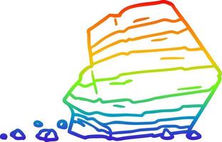rainbow gradient line drawing cartoon large rock vector