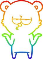 rainbow gradient line drawing bored bear cartoon shrugging vector