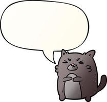 cartoon angry cat and speech bubble in smooth gradient style vector