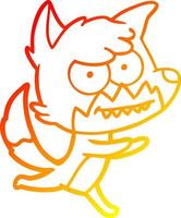 warm gradient line drawing cartoon grinning fox vector