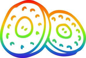 rainbow gradient line drawing cartoon two silver coins vector