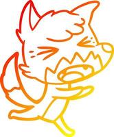 warm gradient line drawing angry cartoon fox running vector