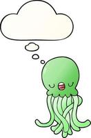 cartoon jellyfish and thought bubble in smooth gradient style vector