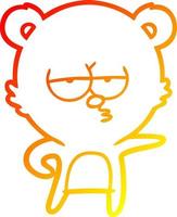 warm gradient line drawing bored bear cartoon vector