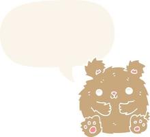 cute cartoon bear and speech bubble in retro style vector