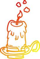 warm gradient line drawing old spooky candle in candleholder vector