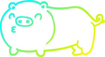 cold gradient line drawing cartoon pig vector