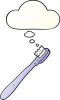 cartoon toothbrush and thought bubble in smooth gradient style vector