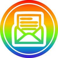 envelope letter circular in rainbow spectrum vector