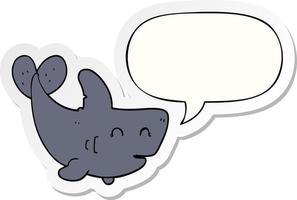 cartoon shark and speech bubble sticker vector