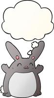 cartoon rabbit and thought bubble in smooth gradient style vector