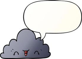 cute cartoon cloud and speech bubble in smooth gradient style vector