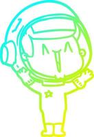 cold gradient line drawing happy cartoon astronaut vector