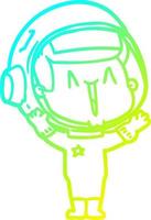 cold gradient line drawing happy cartoon astronaut vector