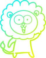 cold gradient line drawing happy cartoon lion vector