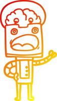 warm gradient line drawing cartoon robot vector