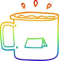 rainbow gradient line drawing cartoon camping mug vector