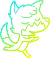 cold gradient line drawing friendly cartoon fox running vector