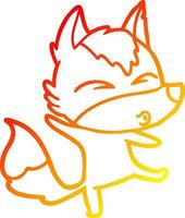 warm gradient line drawing cartoon wolf pouting vector