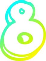 cold gradient line drawing cartoon number eight vector