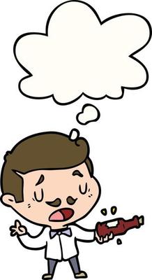 cartoon wine expert and thought bubble