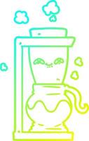 cold gradient line drawing happy cartoon coffee pot vector