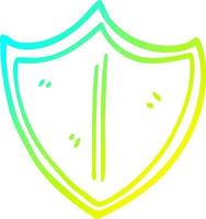 cold gradient line drawing cartoon old shield vector
