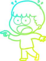 cold gradient line drawing cartoon shocked man pointing vector