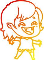 warm gradient line drawing cartoon laughing vampire girl vector