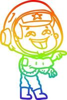 rainbow gradient line drawing cartoon laughing astronaut vector