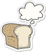 cartoon loaf of bread and thought bubble as a printed sticker vector