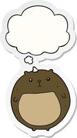 cartoon bear and thought bubble as a printed sticker vector