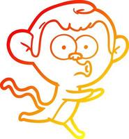 warm gradient line drawing cartoon hooting monkey vector