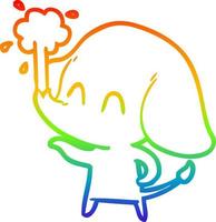 rainbow gradient line drawing cute cartoon elephant spouting water vector