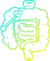 cold gradient line drawing cartoon unhealthy intestines vector