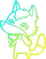 cold gradient line drawing cartoon hungry wolf vector