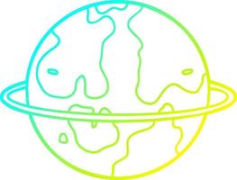 cold gradient line drawing cartoon alien planet vector