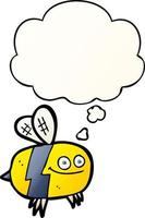 cartoon bee and thought bubble in smooth gradient style vector