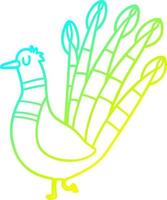 cold gradient line drawing cartoon peacock vector