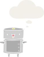 cartoon robot and thought bubble in retro style vector