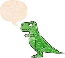 cartoon dinosaur and speech bubble in retro textured style vector