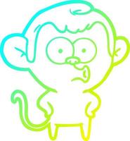 cold gradient line drawing cartoon surprised monkey vector