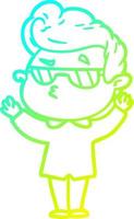 cold gradient line drawing cartoon cool guy vector