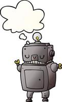 cartoon robot and thought bubble in smooth gradient style vector