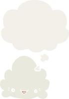 cartoon cloud and thought bubble in retro style vector