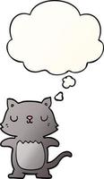 cartoon cat and thought bubble in smooth gradient style vector