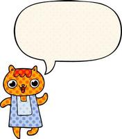 cartoon cat and speech bubble in comic book style vector