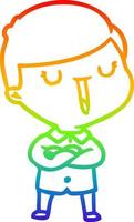 rainbow gradient line drawing cartoon happy boy vector