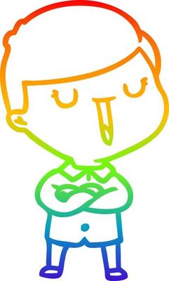 rainbow gradient line drawing cartoon happy boy