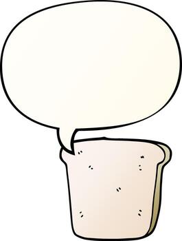 cartoon slice of bread and speech bubble in smooth gradient style vector